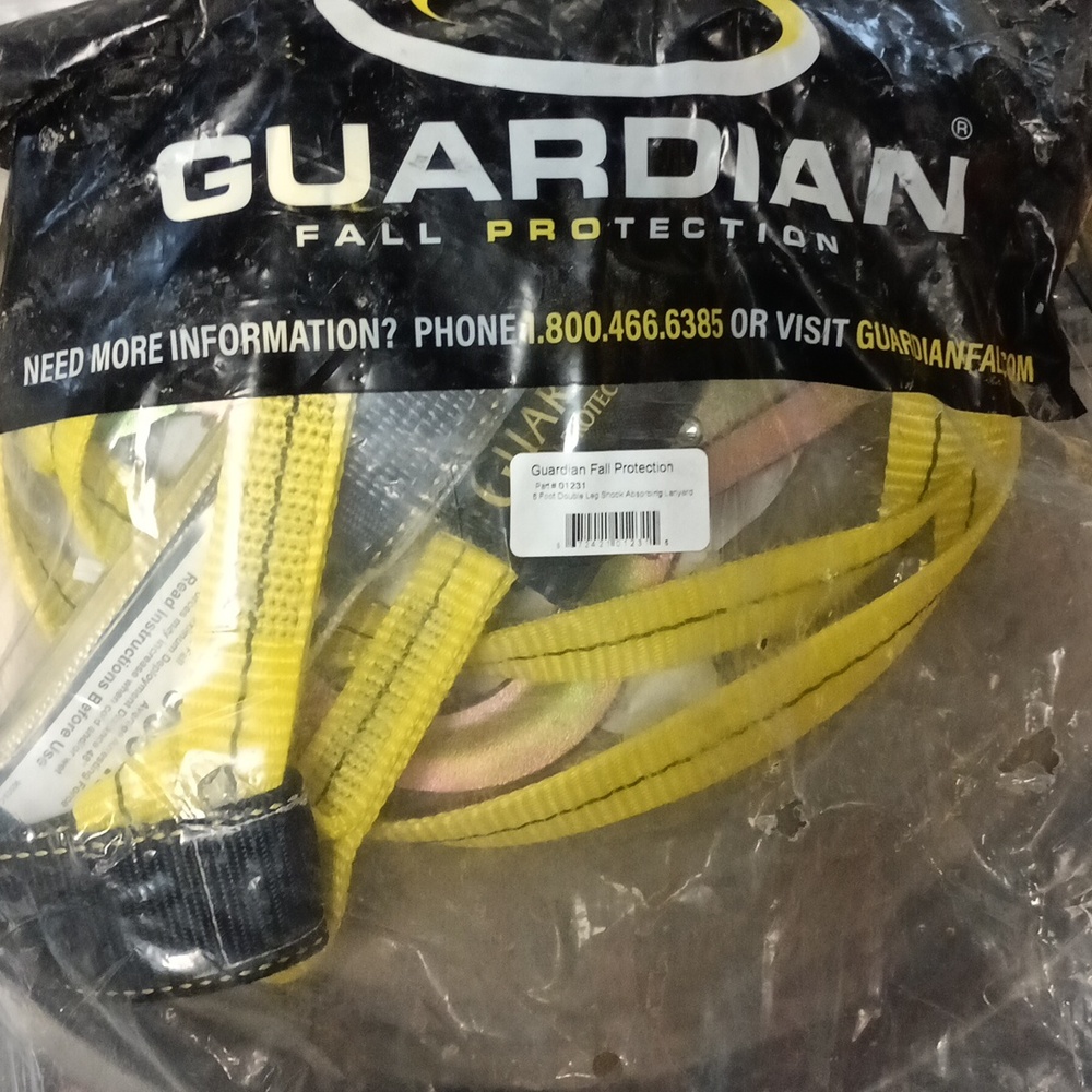 Guardian Fall protection 6ft Double Leg Shock absorbing Lanyard New